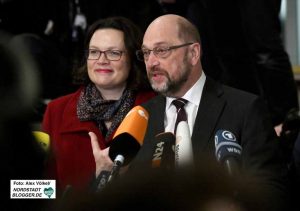 Andrea Nahles und Martin Schulz auf der Delegiertenkonferenz in Dortmund.