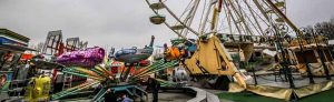 Der Aufbau der Osterkirmes in der Nordstadt läuft auf Hochtouren.