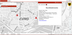 Aktuelle Baustelle "Schulte-Rödding": die Anwendung gibt Auskunft über Verkehrsengpässe