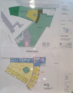 Grundstück und Erdgeschoß-Grundriss des geplanten Kinder-Hospizes