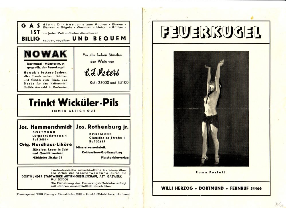 Programm der Feuerkugel 16.-31.08.1941, Außenseiten (Slg. Klaus Winter)