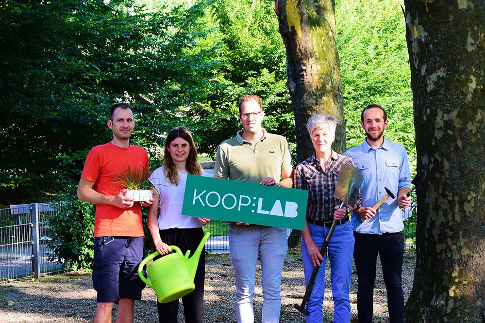 Das KoopLab-Team: v.l. Dennis Zilske, Mona Wallraff, Florian Keppler, Ute Ellermann und Nils Hans Foto: Planerladen e.V.