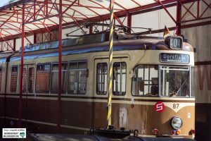 Blick auf das Gelände des alten Mooskampbahnhofs. Heute ist es ein Nahverkehrsmuseum.