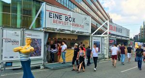 Wie schon beim Hafengeburtstag 2018 in Hamburg, werden die Eventcontainer beim Hafenspaziergang in Dortmund im Einsatz sein. © HHM/Catharina Pape