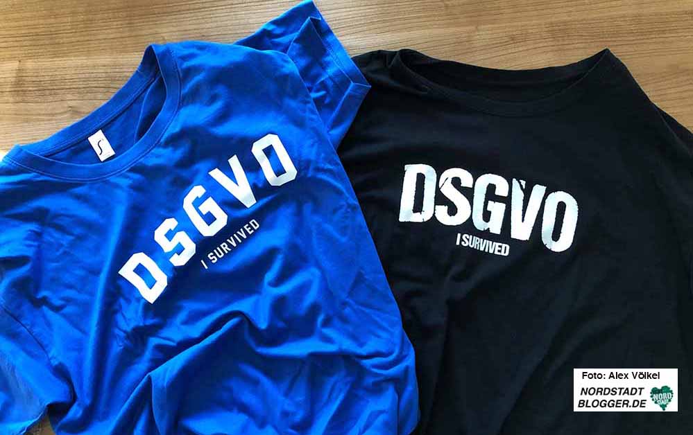 „DSGVO - i survived“ - vielleicht die Sieger-Shirts nach den Workshops? Foto: Alex Völkel