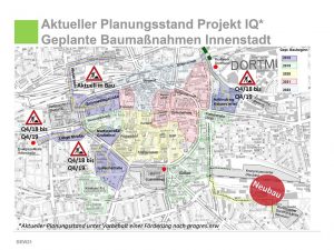 Übersicht über die geplanten Bauvorhaben mit Terminplan. Grafik: DEW21