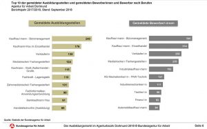 Die Top Ten der Berufsfelder in Angebot und Nachfrage.