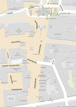 Kleppingstraße und Europabrunnen. Karte: mapz.com