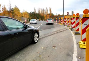 Die Umgehungsstraße über den Parkplatz der Kokerei Hansa ist in Betrieb. Fotos. Karsten Wickern