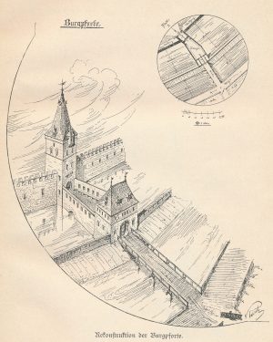 Rekonstruktion des Burgtores durch Stadtbaurat Kullrich, 1896
