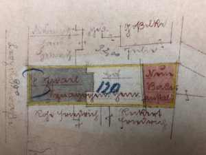 Lageplan zur Mikwe an der Leopoldstraße (Stadtarchiv)