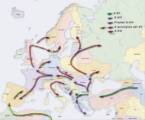 Einwanderung der Roma nach Europa. Quelle: Wiki