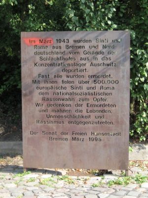 Gedenktafel für die von den Nationalsozialisten ermordeten Roma in Bremen