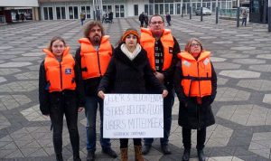 Die OrganisatorInnen der Demo in Dortmund: Clara Dornseifer, Joachim Spehl, Anja Sportelli, Hagen Dorgathen und Amelie Bastuck. Foto: Thomas Engel