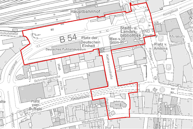 Räumlicher Geltungsbereich Königswall / Hauptbahnhof / Katharinenstraße / Kampstraße / St. Petrikirche / Westenhellweg