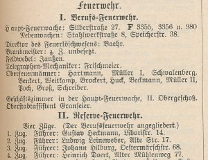 Die Feuerwehr im amtlichen Teil des Adressbuch von Dortmund, 1915