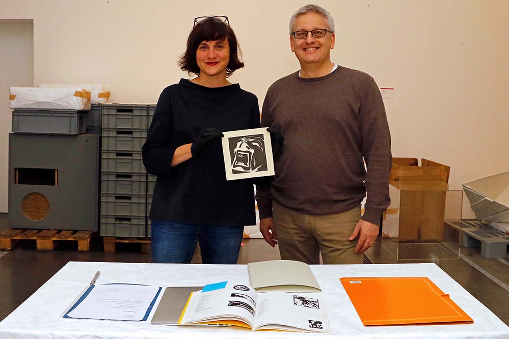 Uwe Remy, Dr. Nicole Grothe mit Harry Fränkel-Druck'Schreiender'_Kromer