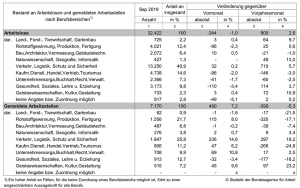 Bestand an Arbeitslosen und gemeldeten Arbeitsstellen nach Berufsbereichen