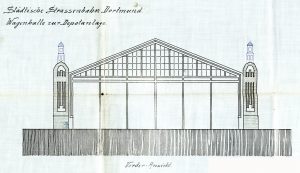 Sechs Tore führten in die erste Wagenhalle (Stadtarchiv Dortmund)