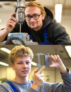 Tom Siemiontkowski (21) und Ruben Wittenberg machen eine Ausbildung zum Industriemechaniker.