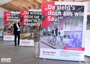 Claudia Goldenbeld, Sprecherin der Vivawest-Geschäftsführung und Dortmunds OB Ullrich Sierau stellten die Plakate vor.