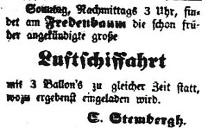 Luftschifffahrt am Fredenbaum 1848! (Dortmunder Anzeiger, 06.05.1848)