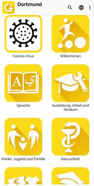 So sieht die „Integreat“-App auf dem Handy aus.