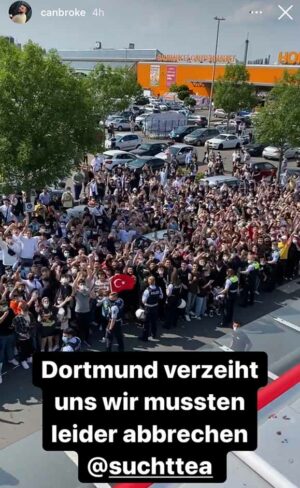 Ein Video auf dem Instragram-Kanal von „Canbroke“ zeigt, wie viele – meist junge – Menschen vor einem Supermarkt stehen und dem YouTuber zujubeln. (Screenshot)