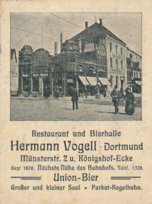 Restaurant Vogell, 1912: Der kleine Garten wurde inzwischen überbaut (Slg. Klaus Winter)