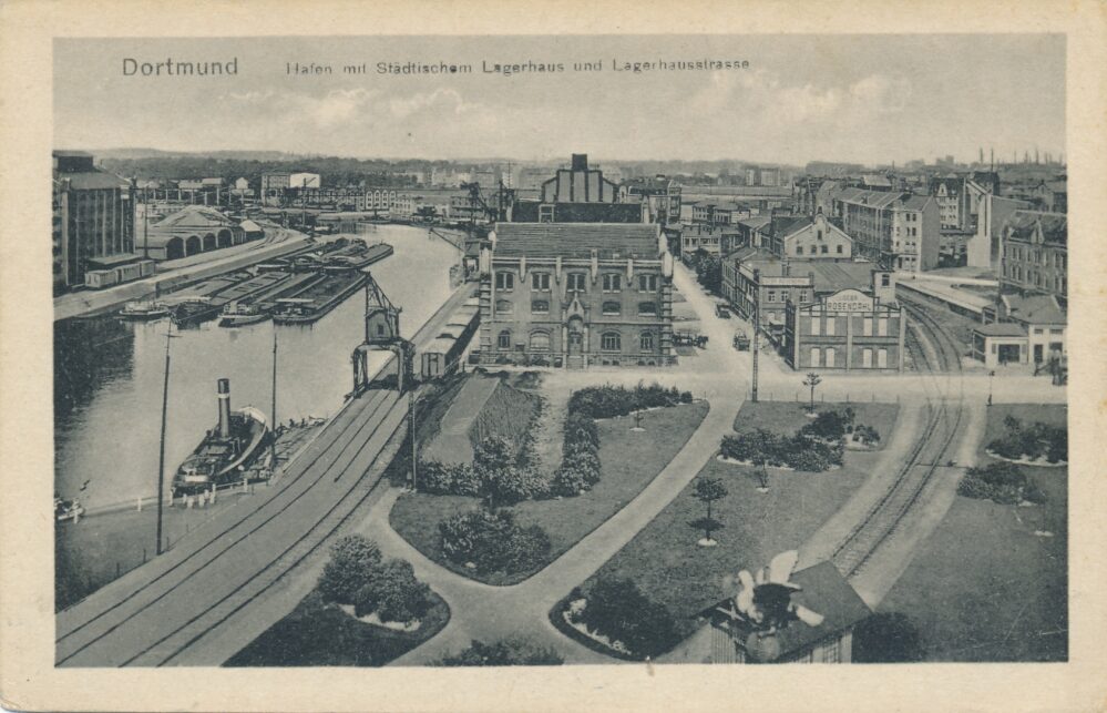 Umfeld der Speicherstraße am Hafen mit Firmensitz Gebr. Rosendahl, um 1915 (Slg. Klaus Winter)