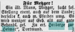 Stellengesuch eines Herbergs-Gasts (Dortmunder Zeitung, 20.06.1891)