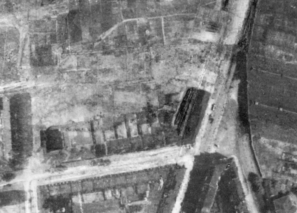 Luftbild, 1926: unten die Schüchtermannstraße. links die Alsenstraße, rechts die Bornstraße (Regionalverband Ruhr, geoportal.ruhr)