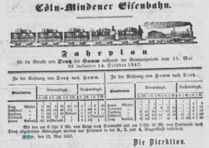Erster Dortmunder Eisenbahnfahrplan (Dortmunder Wochenblatt)