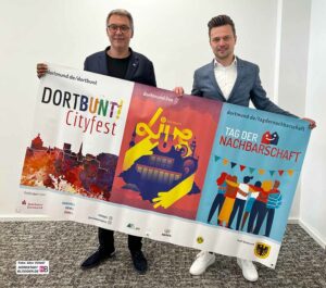 Die fünfte „DORTBUNT!“-Auflage wird ein Dreierlei: OBThomas Westphal Organisator Sören Spoo stellten das Programm vor.