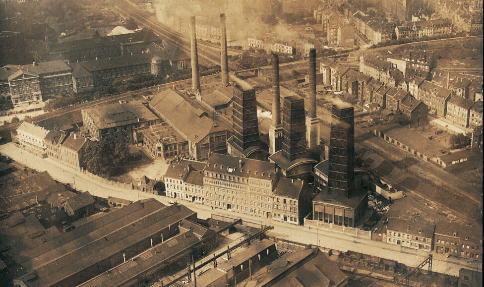 Das historische Luftbild vom Kraftwerk Dortmund an der Weißenburger Straße stammt aus dem Jahr 1927.