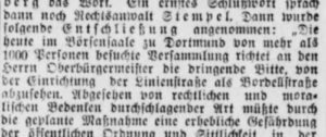 Bitte, von der Einrichtung der Linienstraße als Bordellstraße abzusehen (Dortmunder Zeitung, 31.07.1914)