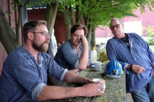 Patrick Freitag, Timo Jacob und Axel Lukas (von links) arbeiten ehrenamtlich im Förderkreis der Zeche Gneisenau mit. 