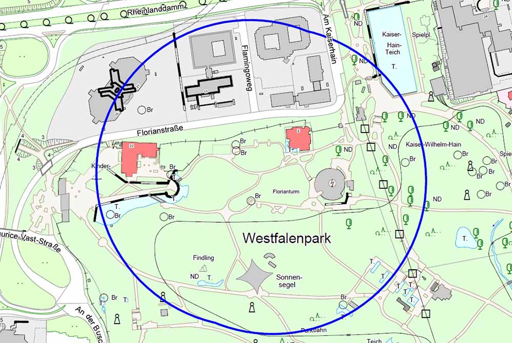 Aus Sicherheitsgründen muss deshalb das umliegende Gebiet (siehe beigefügte Karte) in einem Radius von 250 Metern evakuiert werden.