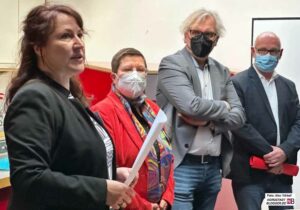 Heike Heymann-Pfeiffer, Birgit Zoerner, Ulrich Langhorst und Jörg Süshardt bei der Vorstellung der Einrichtung.