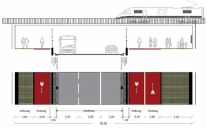 Der neue Querschnitt sieht eine Verbreiterung von rund 6,25 Metern auf zukünftig 26,25 Meter vor.