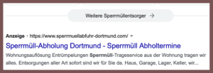 In der Google-Suche landet die betrügerische Anzeige auf Platz 1, wenn man nach „Sperrmüll Dortmund“ sucht.