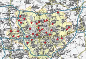 Das sind die Standorte der aktuell einsatzfähigen Sirenen in Dortmund. (Stand September 2022)