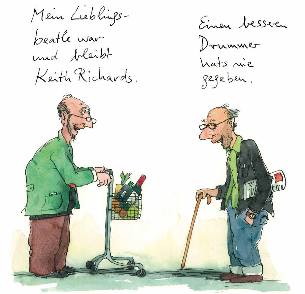 Mit dieser Zeichnung werben die Veranstalter für die Ausstellung DEMENSCH mit Zeichnungen des Cartoonisten Peter Gaymann.