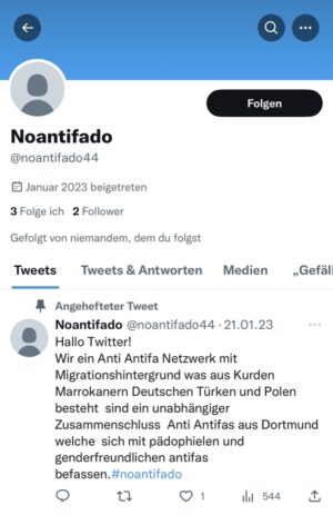 Der „Noantifado44“-Account auf Twitter