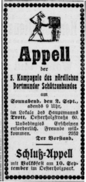 Werbeinserat für Wellhausens Oesterholzpark, 1905