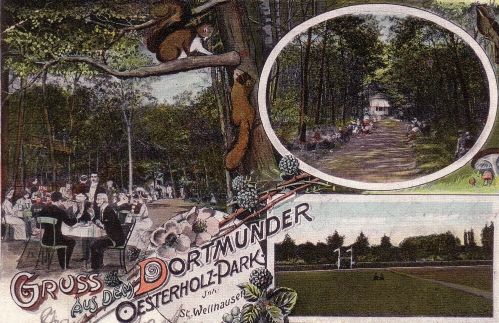 Wellhausens Lokal im Oesterholz, Ansichtskarte, 1909