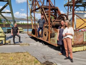 Sie stellten das Projekt vor: v.l.n.r.: Ralf Herbrich (Untere Denkmalbehörde), Jan Deichsel (Firma „Die Schmiede“), Heike Junk und Uta Wittig-Flick (Amt für Stadterneuerung, Team Nordstadt)