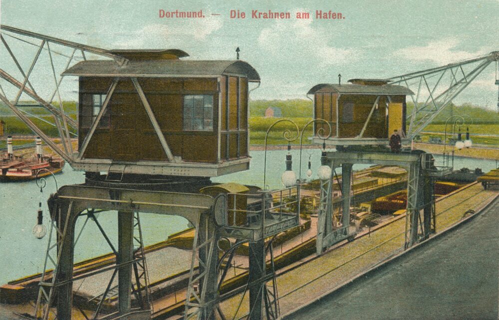 Die beiden ersten Portaldrehkrane im Dortmunder Hafen, 1905/10