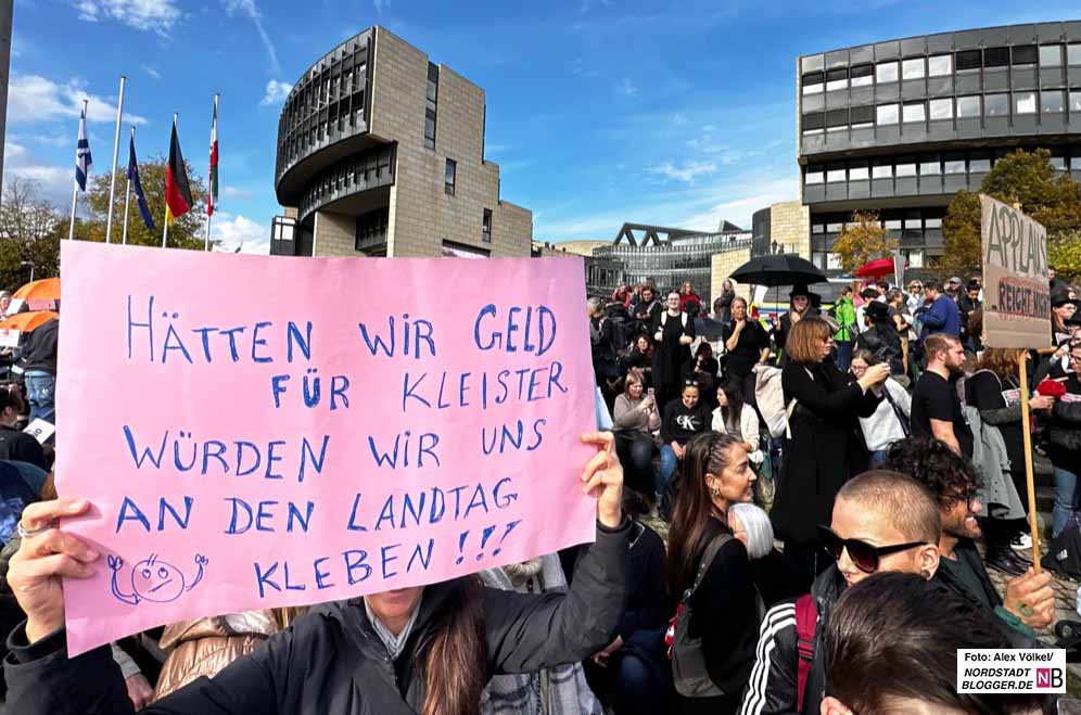 Zwischen 20.000 und 25.000 Teilnehmende kamen zur Protestkundgebung vor dem Düsseldorfer Landschaft.