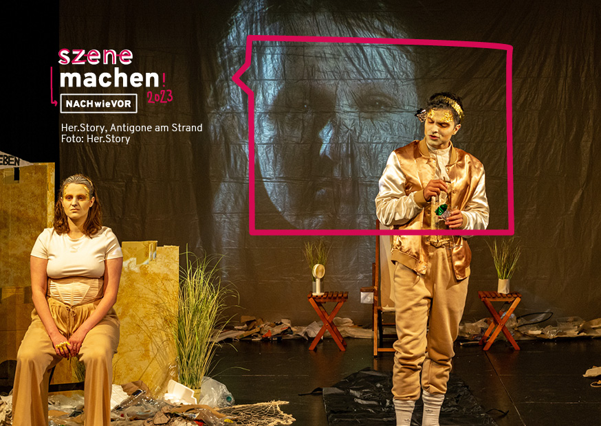 Das Festival „Szene machen“ startet - hier ein Szenenbild von „Antigone am Strand“.